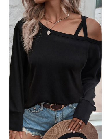 Darrahopens Women's Fashion > Tops & T-shirts Azura Exchange One Shoulder Long Sleeve Shift Blouse - L