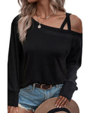 Darrahopens Women's Fashion > Tops & T-shirts Azura Exchange One Shoulder Long Sleeve Shift Blouse - L