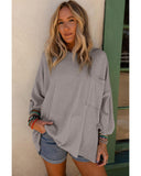 Darrahopens Women's Fashion > Tops & T-shirts Azura Exchange Oversized Ribbed Knit Roll-tab Sleeve Top - L