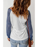 Darrahopens Women's Fashion > Tops & T-shirts Azura Exchange Patchwork Mesh Long Sleeve Top - S