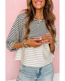 Darrahopens Women's Fashion > Tops & T-shirts Azura Exchange Patchwork Striped Short Sleeve Top - M