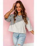 Darrahopens Women's Fashion > Tops & T-shirts Azura Exchange Patchwork Striped Short Sleeve Top - M