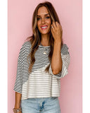 Darrahopens Women's Fashion > Tops & T-shirts Azura Exchange Patchwork Striped Short Sleeve Top - M