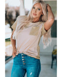 Darrahopens Women's Fashion > Tops & T-shirts Azura Exchange Patchwork Tee with Contrast Stripes - 2XL