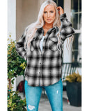 Darrahopens Women's Fashion > Tops & T-shirts Azura Exchange Plaid Buttons Pocketed Shacket - L