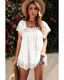 Darrahopens Women's Fashion > Tops & T-shirts Azura Exchange Pom Pom Lace Splicing Blouse - 2XL