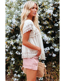 Darrahopens Women's Fashion > Tops & T-shirts Azura Exchange Pom Pom Lace Splicing Blouse - 2XL