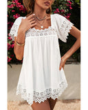 Darrahopens Women's Fashion > Tops & T-shirts Azura Exchange Pom Pom Lace Splicing Blouse - XL