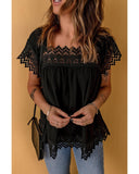 Darrahopens Women's Fashion > Tops & T-shirts Azura Exchange Pom Pom Splicing Square Neck Blouse - M