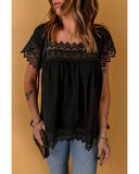 Darrahopens Women's Fashion > Tops & T-shirts Azura Exchange Pom Pom Splicing Square Neck Blouse - S