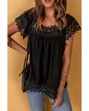 Darrahopens Women's Fashion > Tops & T-shirts Azura Exchange Pom Pom Splicing Square Neck Blouse - S