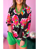 Darrahopens Women's Fashion > Tops & T-shirts Azura Exchange Print Puff Sleeve Blouse - M