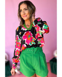 Darrahopens Women's Fashion > Tops & T-shirts Azura Exchange Print Puff Sleeve Blouse - M