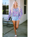 Darrahopens Women's Fashion > Tops & T-shirts Azura Exchange Printed Wide Neck Thumbhole Sleeve Henley Top - S