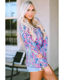 Darrahopens Women's Fashion > Tops & T-shirts Azura Exchange Printed Wide Neck Thumbhole Sleeve Henley Top - S