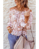 Darrahopens Women's Fashion > Tops & T-shirts Azura Exchange Puff Sleeve Ruffled Floral Print Blouse - XL