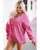 Darrahopens Women's Fashion > Tops & T-shirts Azura Exchange Retro Frilled Seam Crinkle Puff Sleeve Blouse - S