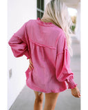 Darrahopens Women's Fashion > Tops & T-shirts Azura Exchange Retro Frilled Seam Crinkle Puff Sleeve Blouse - S