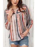 Darrahopens Women's Fashion > Tops & T-shirts Azura Exchange Striped 3/4 Sleeve Blouse - S