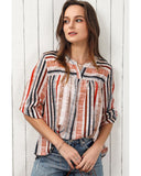 Darrahopens Women's Fashion > Tops & T-shirts Azura Exchange Striped 3/4 Sleeve Blouse - XL