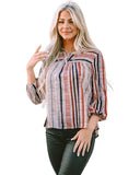 Darrahopens Women's Fashion > Tops & T-shirts Azura Exchange Striped 3/4 Sleeve Blouse - XL