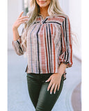Darrahopens Women's Fashion > Tops & T-shirts Azura Exchange Striped 3/4 Sleeve Blouse - XL