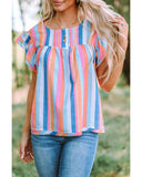 Darrahopens Women's Fashion > Tops & T-shirts Azura Exchange Tiered Ruffle Cap Sleeve Top - L