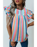 Darrahopens Women's Fashion > Tops & T-shirts Azura Exchange Tiered Ruffle Cap Sleeve Top - L