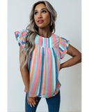 Darrahopens Women's Fashion > Tops & T-shirts Azura Exchange Tiered Ruffle Cap Sleeve Top - M