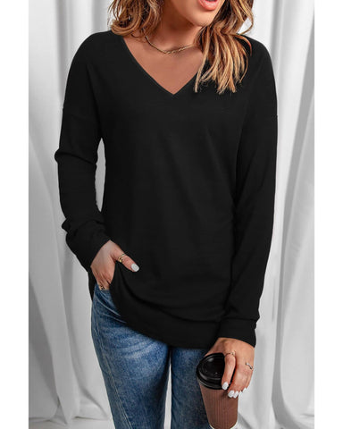 Darrahopens Women's Fashion > Tops & T-shirts Azura Exchange V Neck Long Sleeve Knit Top - M