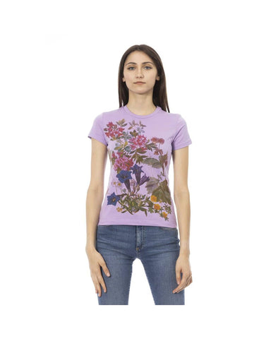 Darrahopens Women's Fashion > Tops & T-shirts Trussardi Action Women's Elegant Purple Cotton Blend Tee - M