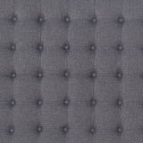 Bed Head King Charcoal Headboard Upholstery Fabric Tufted Buttons