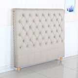 Bed Head King Size French Provincial Headboard Upholsterd Fabric Beige