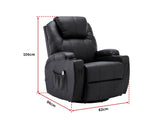 Black Massage Sofa Chair Recliner 360 Degree Swivel PU Leather Lounge 8 Point Heated