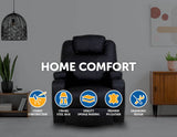 Black Massage Sofa Chair Recliner 360 Degree Swivel PU Leather Lounge 8 Point Heated