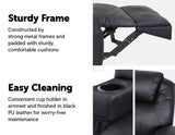 Black Massage Sofa Chair Recliner 360 Degree Swivel PU Leather Lounge 8 Point Heated