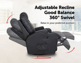 Black Massage Sofa Chair Recliner 360 Degree Swivel PU Leather Lounge 8 Point Heated