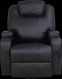 Black Massage Sofa Chair Recliner 360 Degree Swivel PU Leather Lounge 8 Point Heated