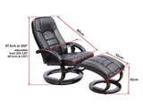 PU Leather Massage Chair Recliner Ottoman Lounge Remote