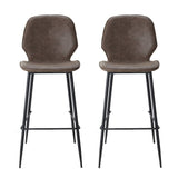 Artiss Set of 2 Bar Stools Kitchen Stool Barstool Dining Chairs Leather Brown Kingsley