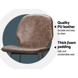 Artiss Set of 2 Bar Stools Kitchen Stool Barstool Dining Chairs Leather Brown Kingsley