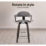 Artiss Set of 2 Bar Stools Wooden Swivel Bar Stool Kitchen Dining Chair - Wood, Chrome and Grey