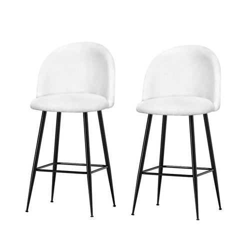 Artiss Bar Stools Kitchen Dining Chair Stool White Chairs Sherpa Boucle