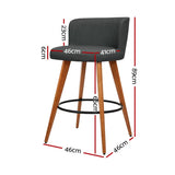 Artiss Set of 4 Wooden Fabric Bar Stools Circular Footrest - Charcoal