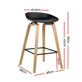Artiss Set of 2 Wooden Square Footrest Bar Stools - Black