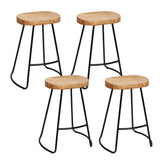 Artiss Set of 4 Elm Wood Backless Bar Stools 75cm - Black and Light Natural