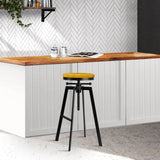 Artiss Adjustable Height Swivel Bar Stool - Black and Wood