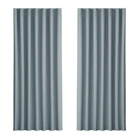 Artiss 2X Blockout Curtains Blackout Window Curtain Eyelet 240x230cm Grey