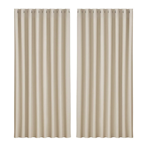 Artiss 2X Blockout Curtains Blackout Window Curtain Eyelet 300x230cm Beige