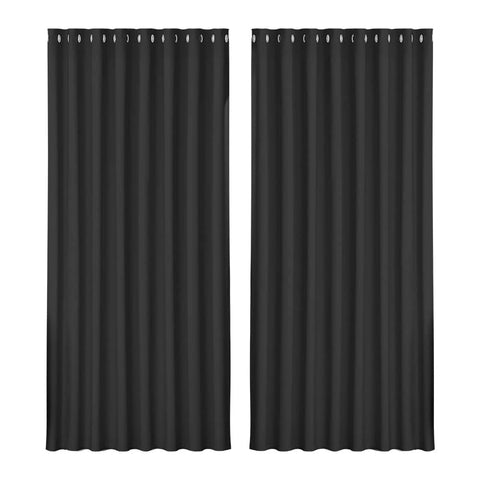 Artiss 2X Blockout Curtains Blackout Window Curtain Eyelet 300x230cm Black